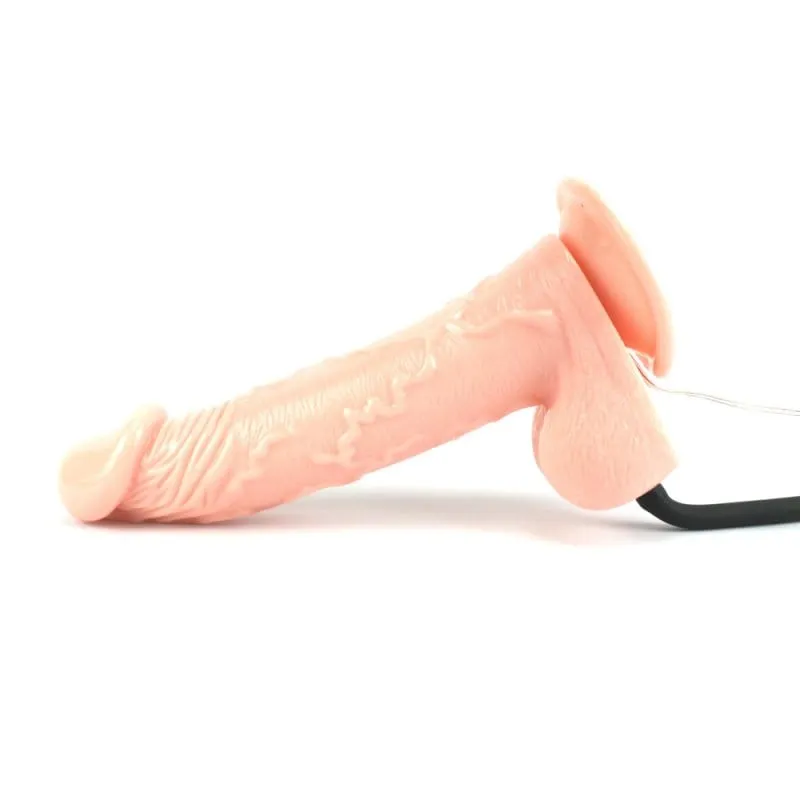 0406M  Inflatable Vibrating 7 Inch Realistic Dildo with Balls