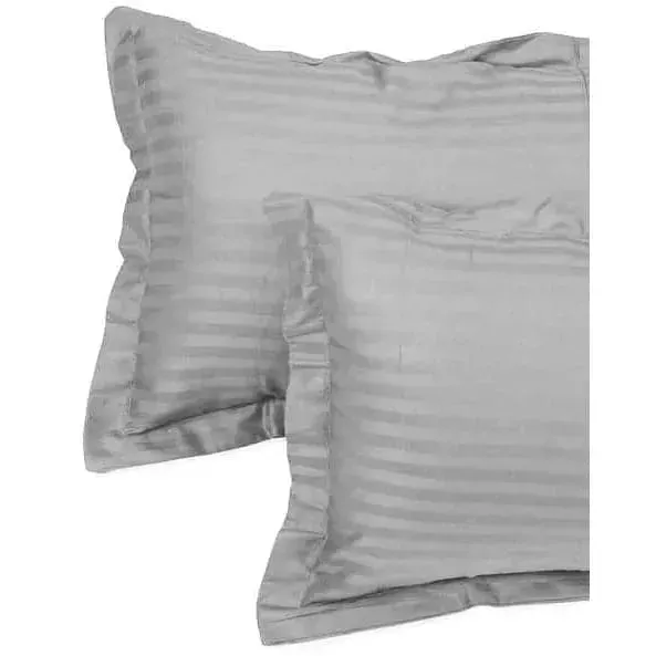 100% Cotton Satin Stripe 210 TC  Duvet Cover Set - Light Gray