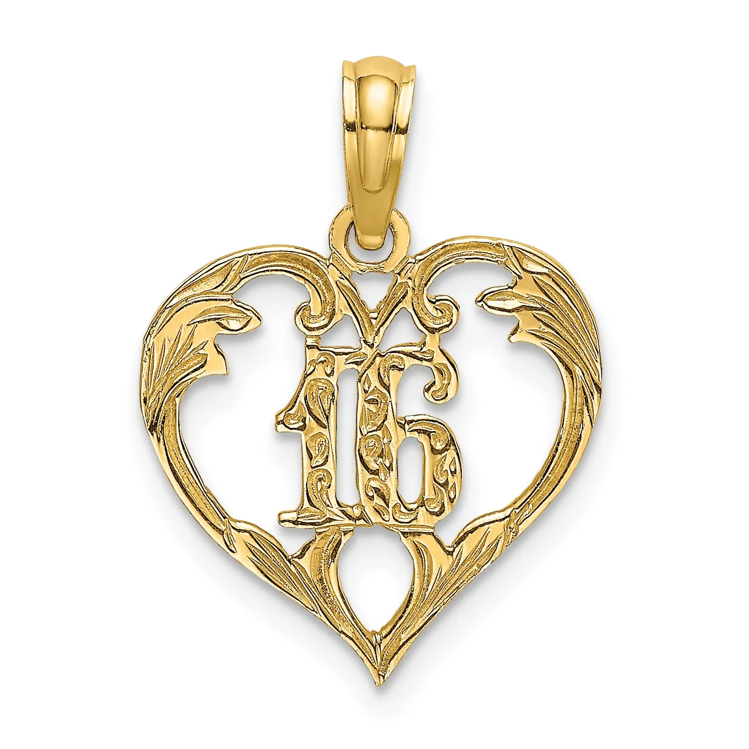 14k Yellow Gold 16 Inside Heart Design Pendant