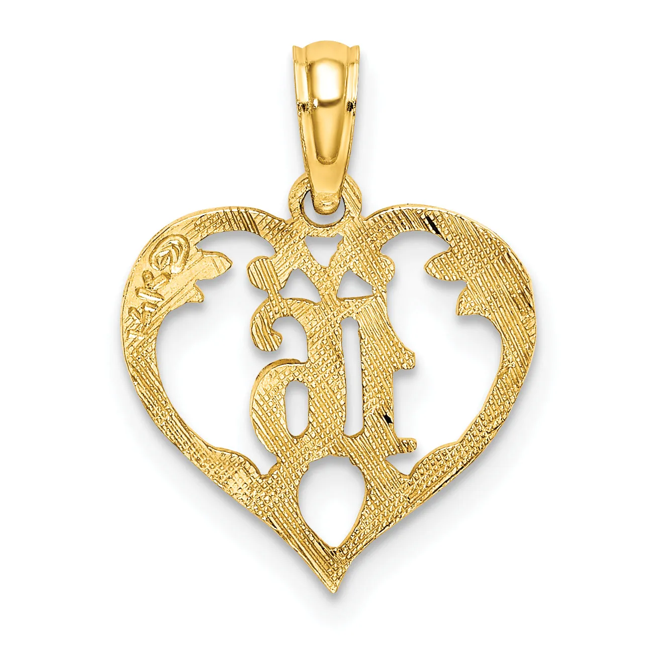 14k Yellow Gold 16 Inside Heart Design Pendant