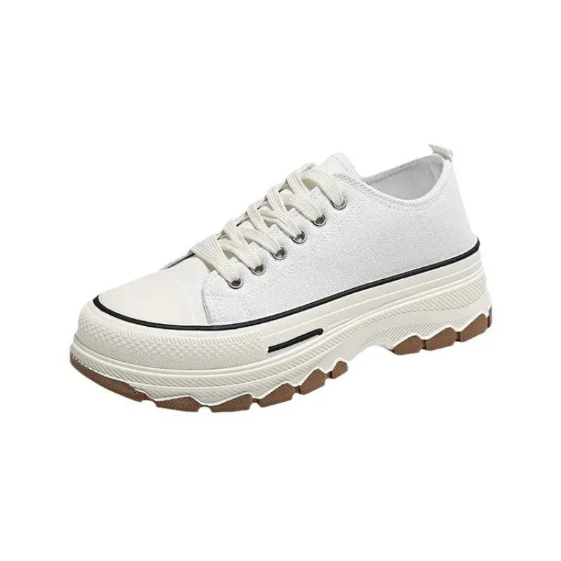 2024 New Women Canvas Flat Shoes Spring and Autumn Fashion Thick Soled Canvas Height Increasing Women Casual Sports Shoes