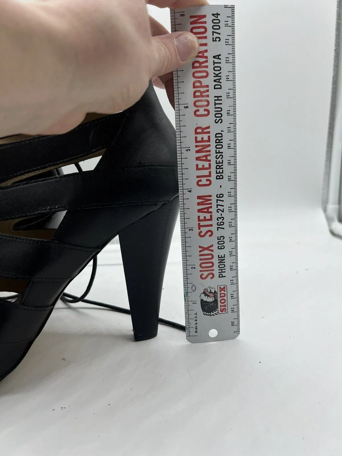 9 BCBGeneration PL-Giles Caged Lace Black Ankle Boot Sandal 4” Heel Open Toe