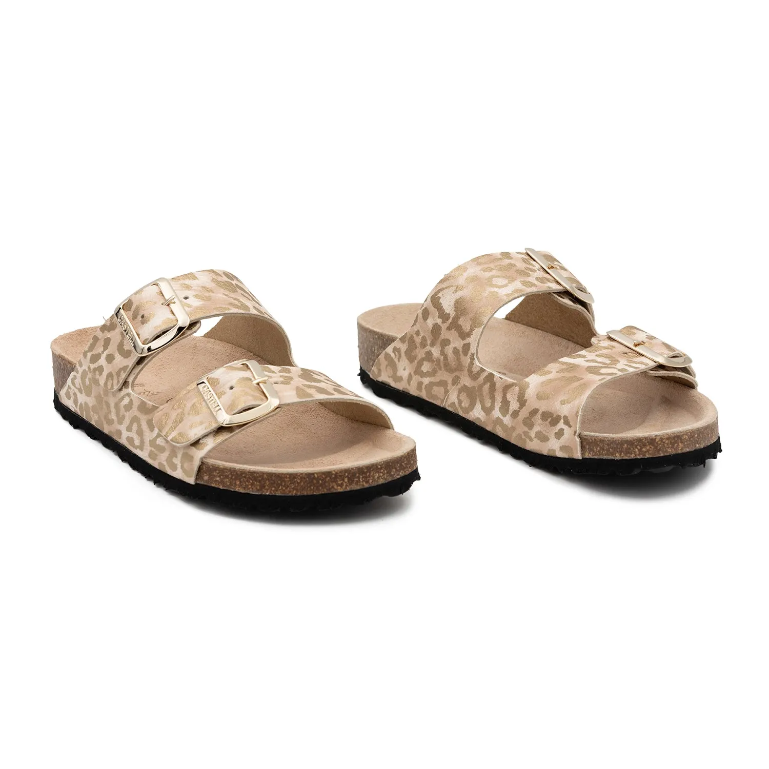 Animal Print Leather Sandal For Women - Benestar 1727 D Leopardino