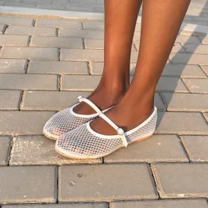 BAILATIRA WHITE FISHNET FLATS