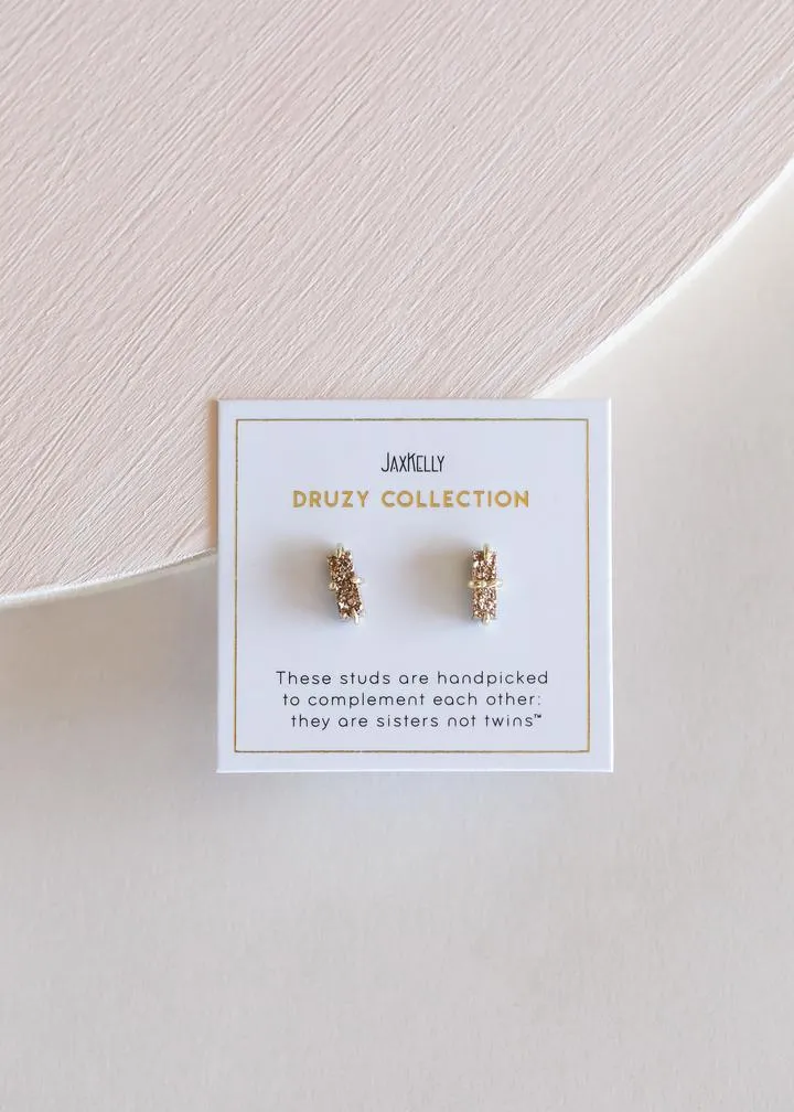 Bar Druzy Stud Earrings