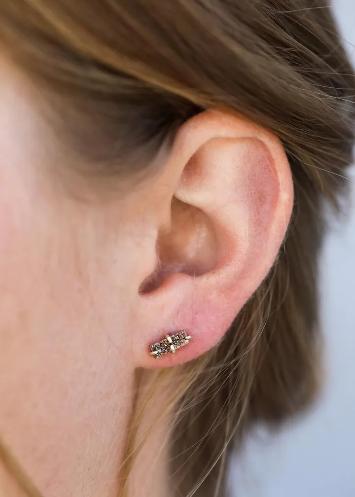 Bar Druzy Stud Earrings