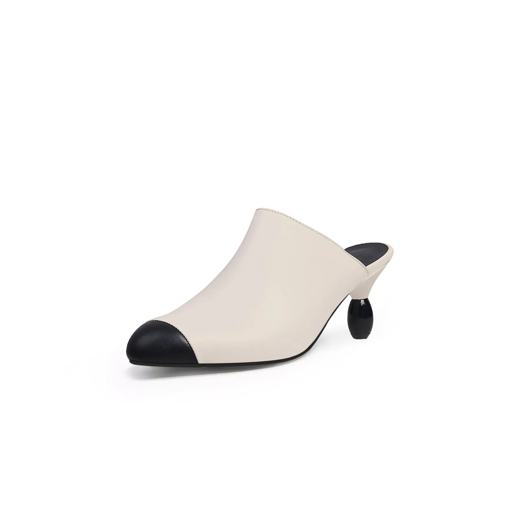 Bead Heel Black Toe Slice Mule