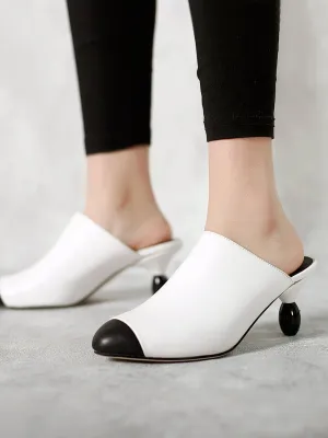 Bead Heel Black Toe Slice Mule