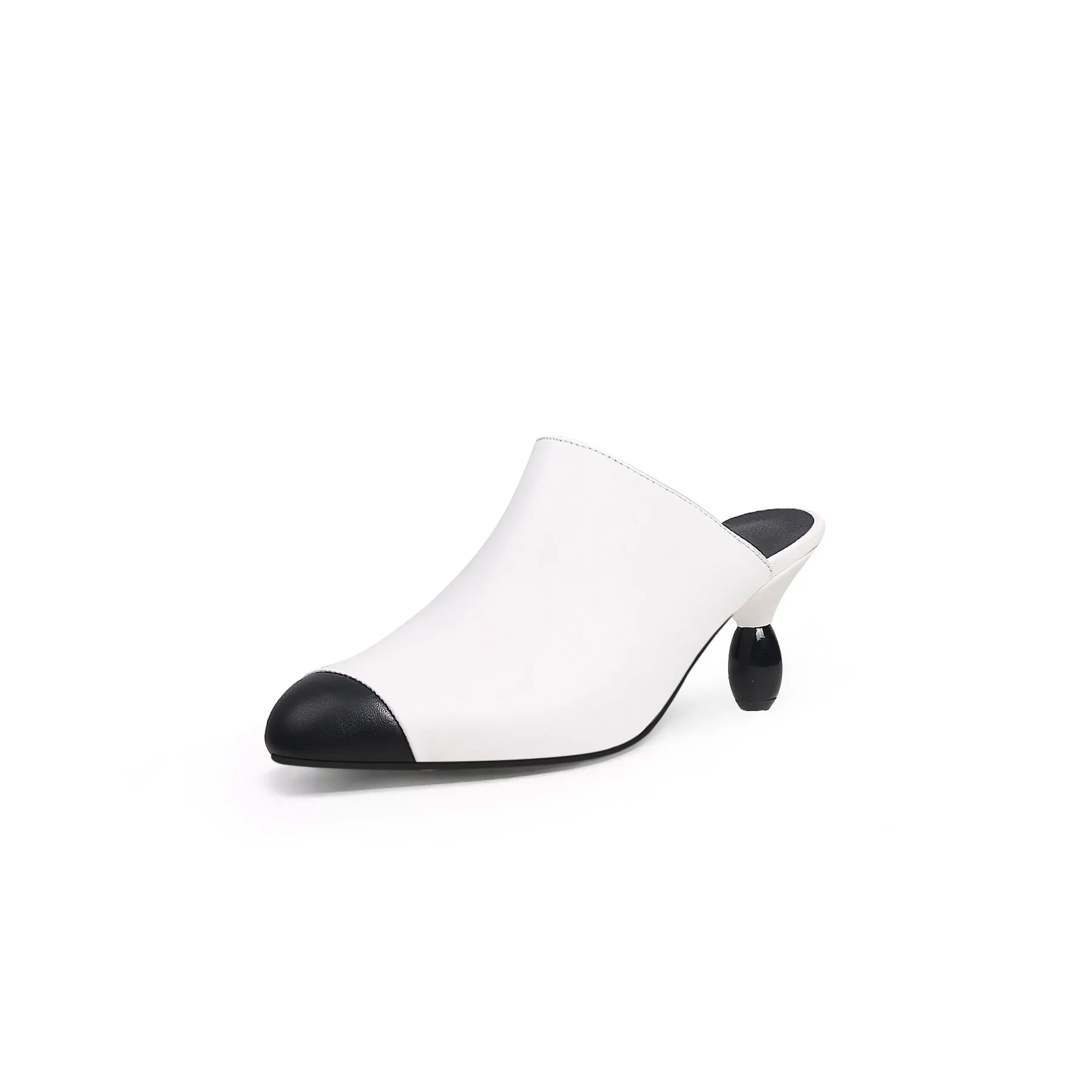 Bead Heel Black Toe Slice Mule