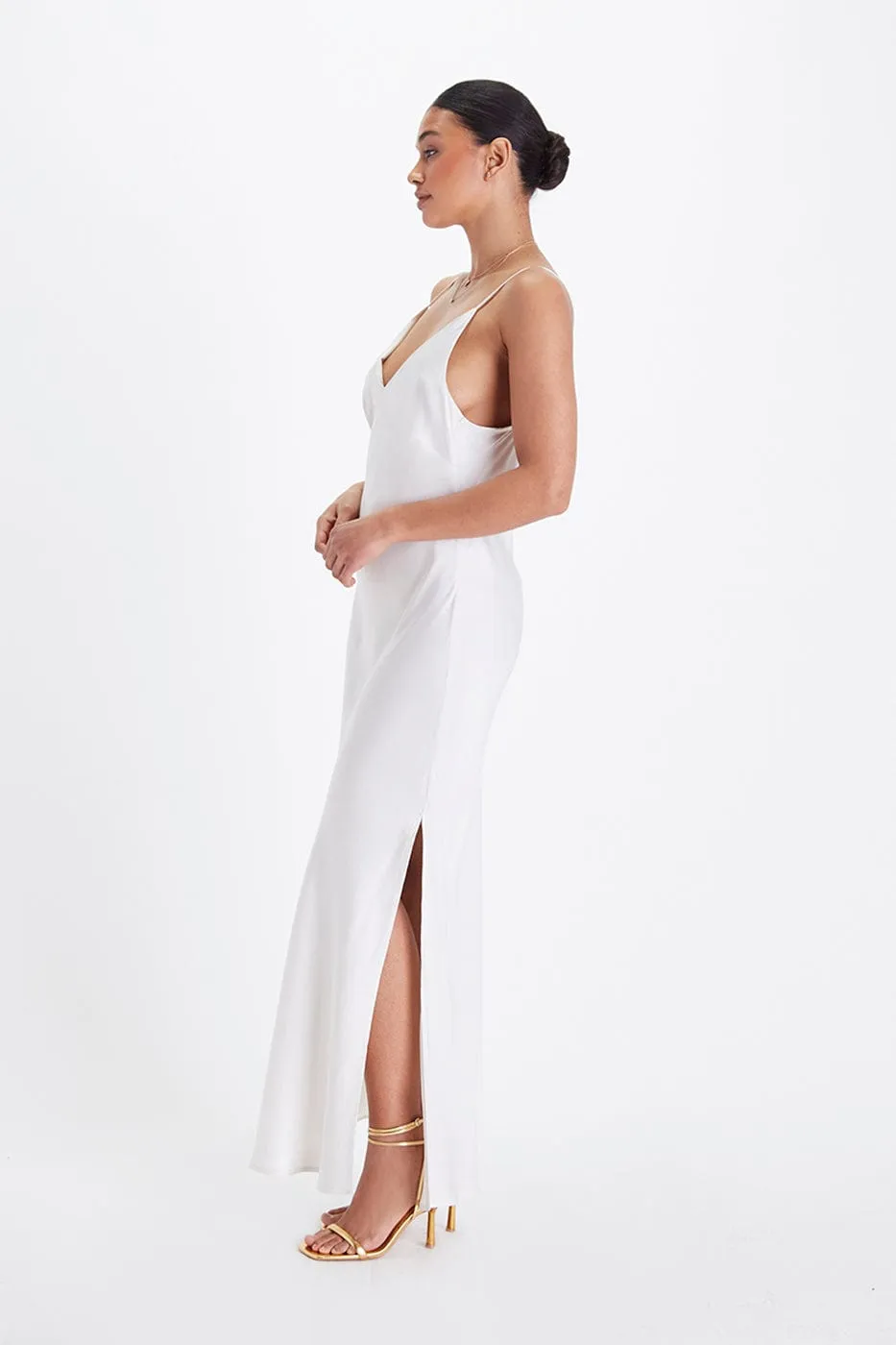 Bias Cut Lightweight TENCEL™ Modal Vegan Silk Slip Gown | Snow White