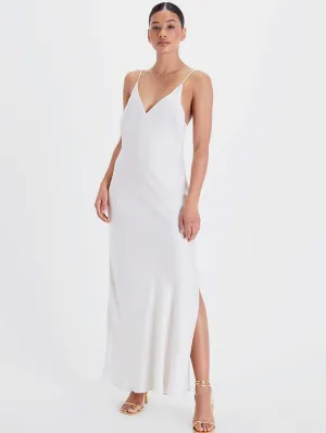 Bias Cut Lightweight TENCEL™ Modal Vegan Silk Slip Gown | Snow White
