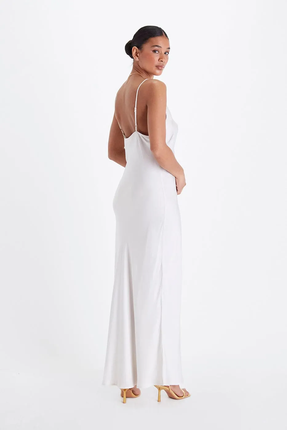 Bias Cut Lightweight TENCEL™ Modal Vegan Silk Slip Gown | Snow White