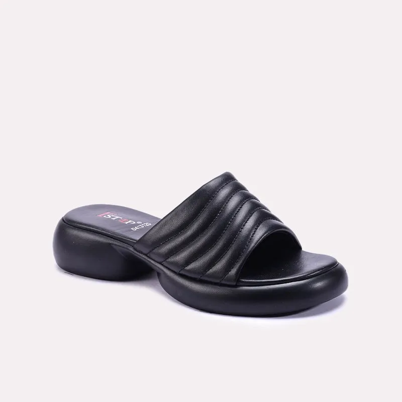 Black Chunky Casual Slippers 0413125