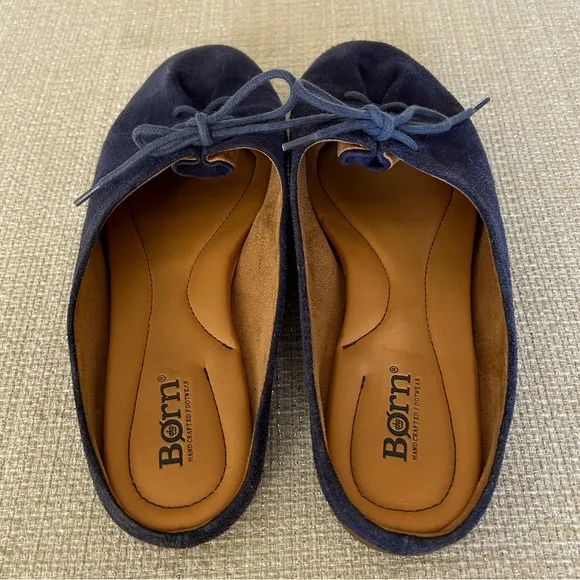 Born Bianca Mule Blue Suede with Ties