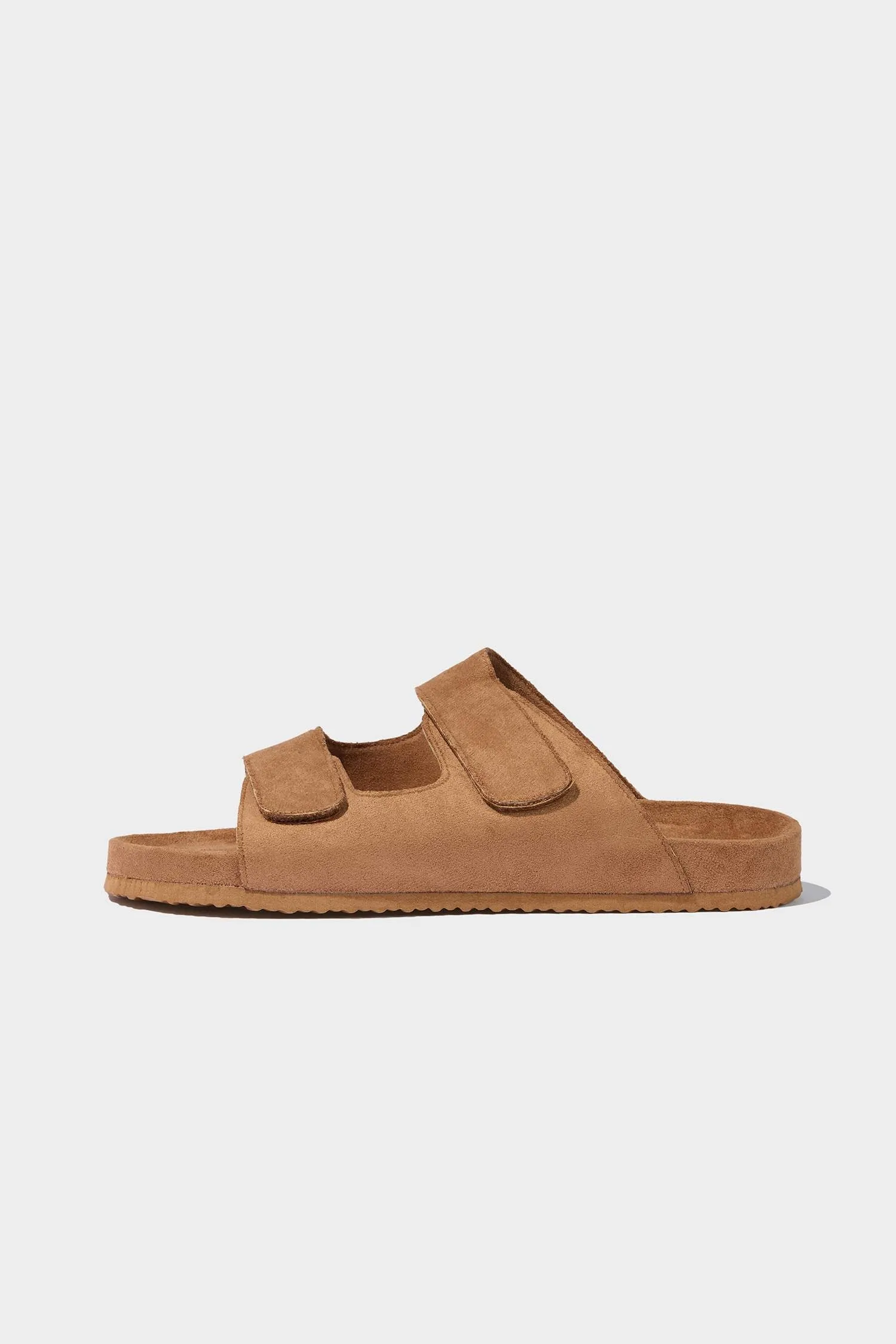 Boy Flat Sole Double Band Faux Leather Slippers