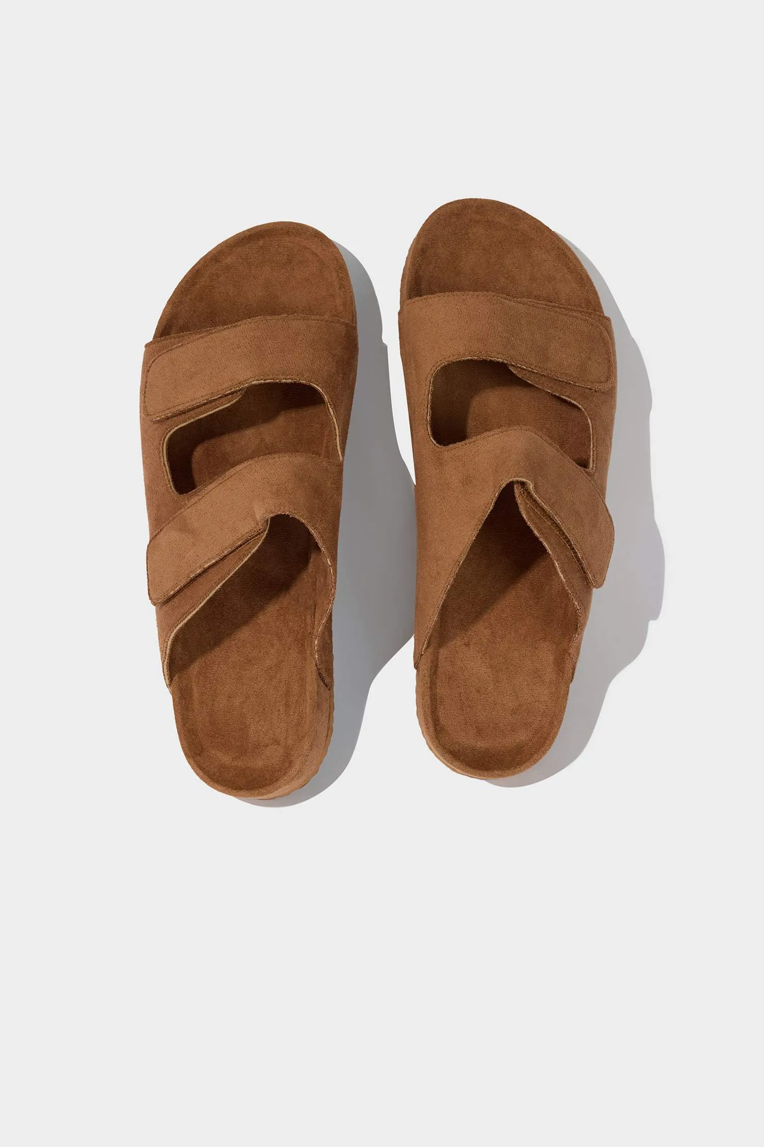 Boy Flat Sole Double Band Faux Leather Slippers