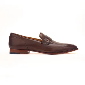 Brown Pleated Saddle Penny Loafer