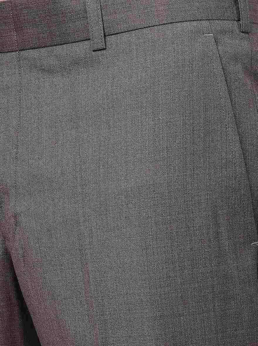 Brown Solid Slim Fit Formal Trouser | Metal