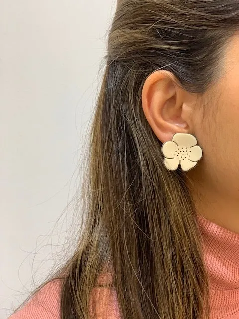 Camellia Crystal White Earrings