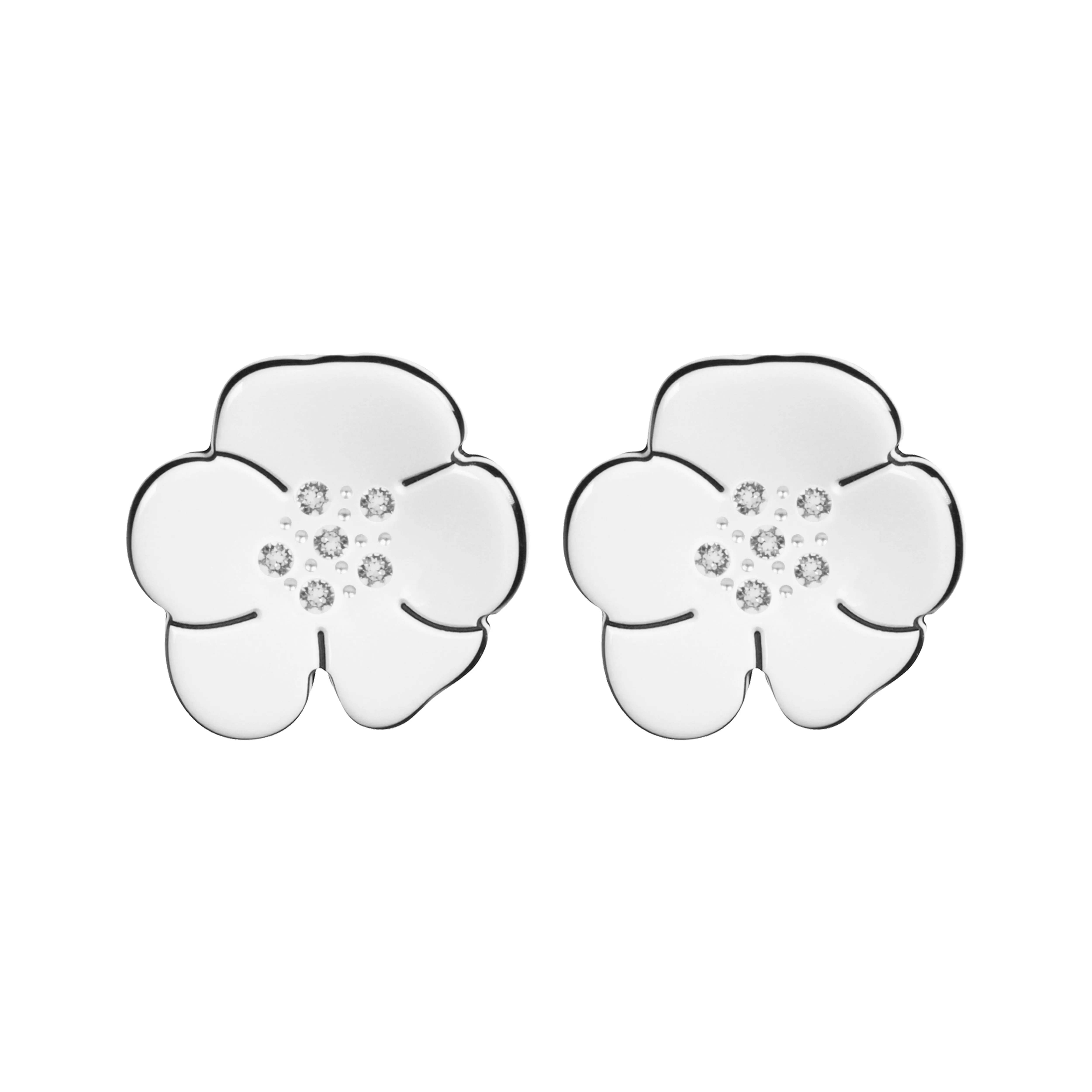Camellia Crystal White Earrings