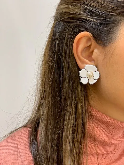 Camellia Pearl Ivory Earrings
