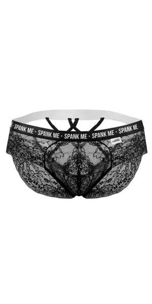 Candyman 99615x Spank Me Lace Briefs Black