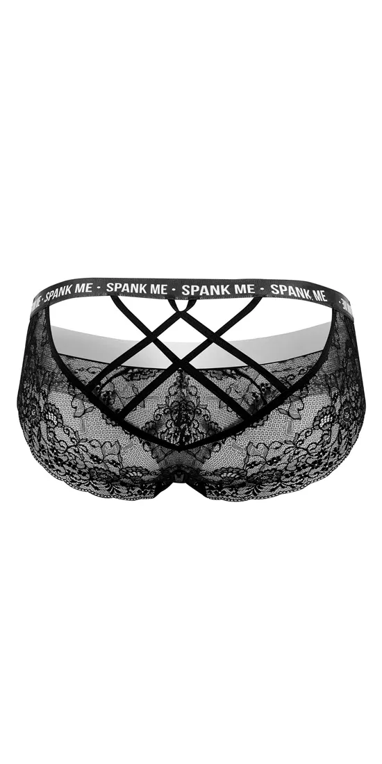 Candyman 99615x Spank Me Lace Briefs Black