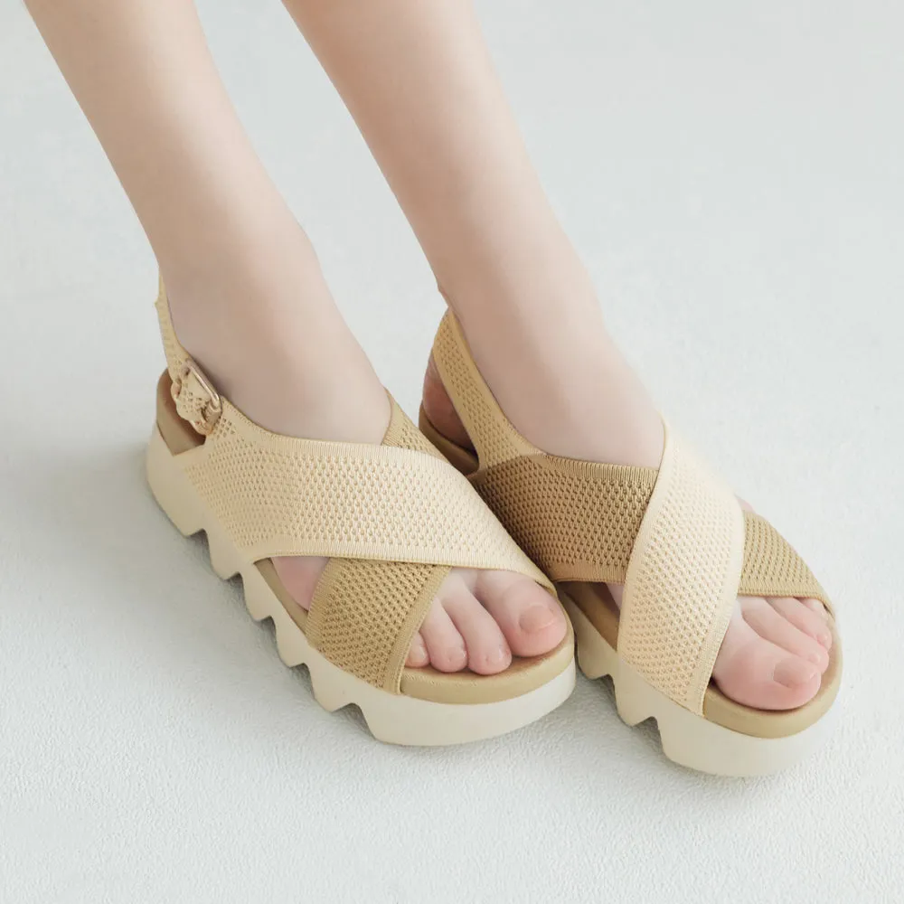 Capri Knit Strappy Sandals (Latte)