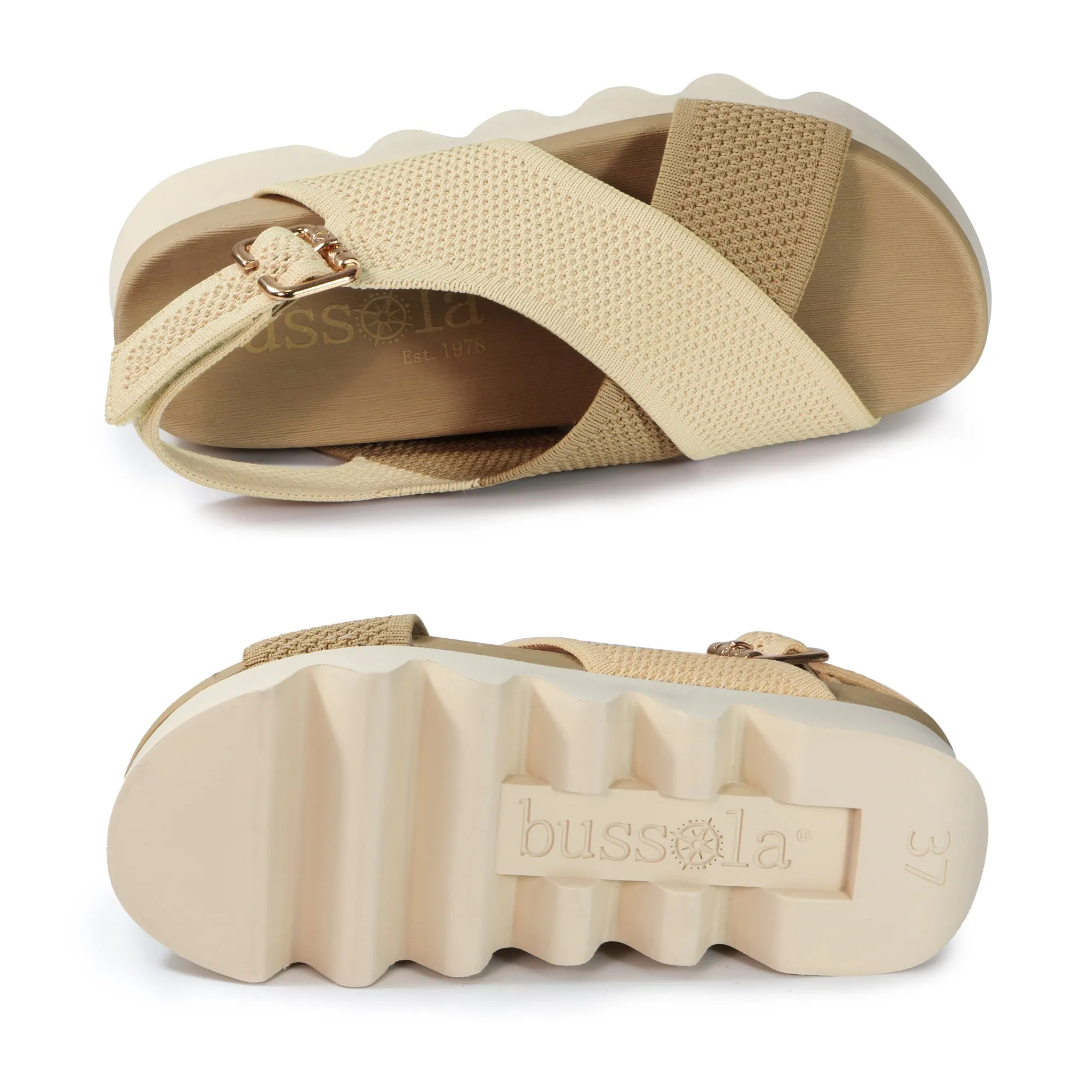 Capri Knit Strappy Sandals (Latte)