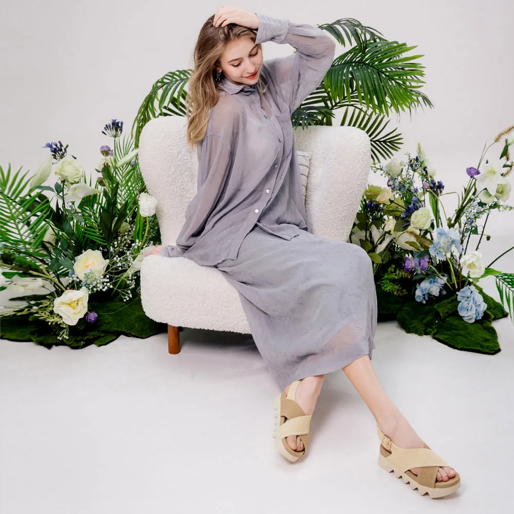 Capri Knit Strappy Sandals (Latte)