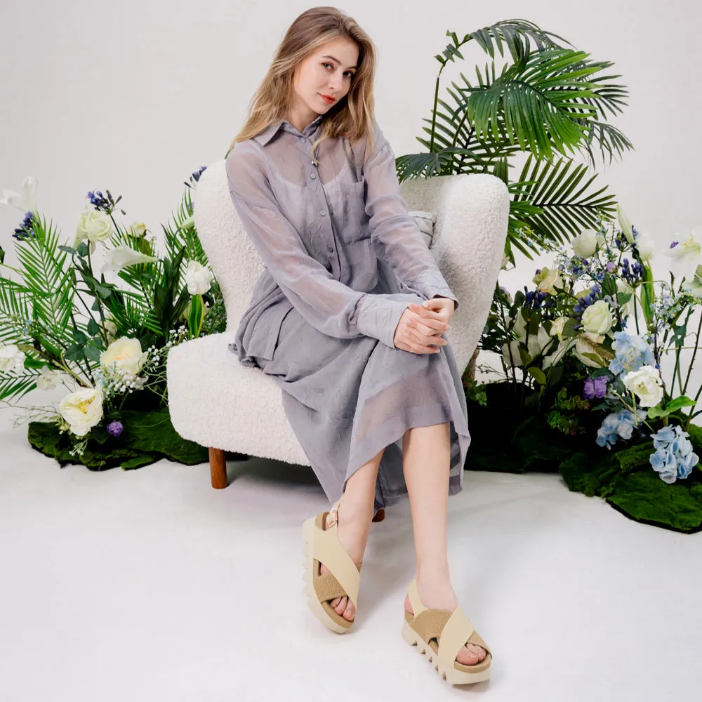 Capri Knit Strappy Sandals (Latte)