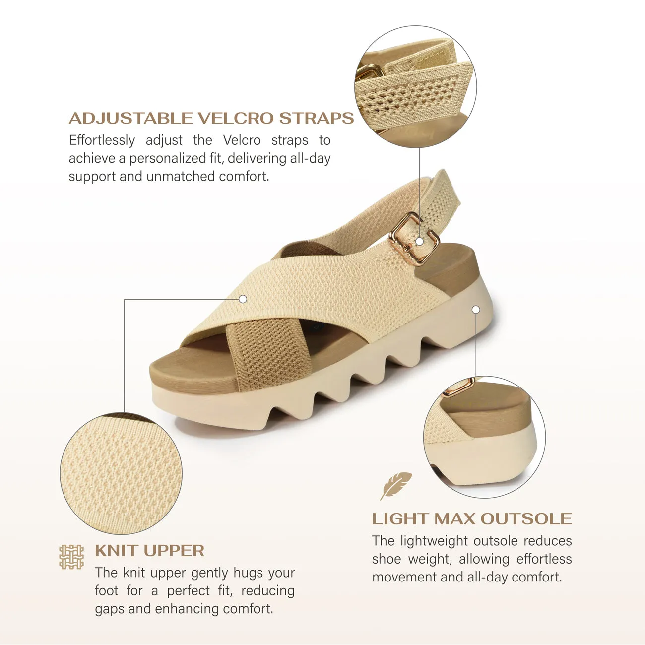 Capri Knit Strappy Sandals (Latte)