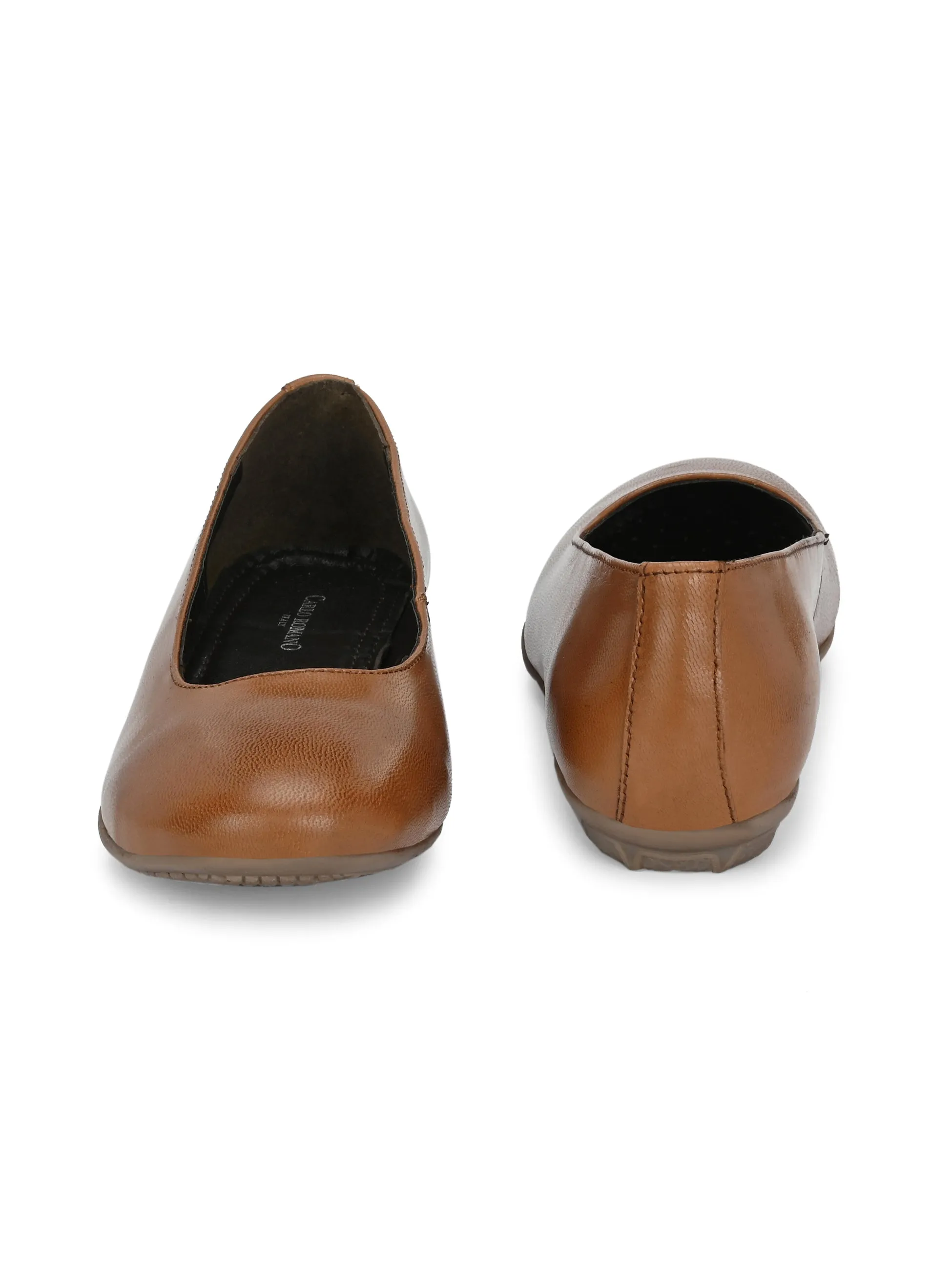 CARLO ROMANO  LEATHER TAN COLOR SLIP-ON BELLLY FOR WOMEN