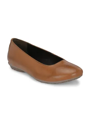 CARLO ROMANO  LEATHER TAN COLOR SLIP-ON BELLLY FOR WOMEN