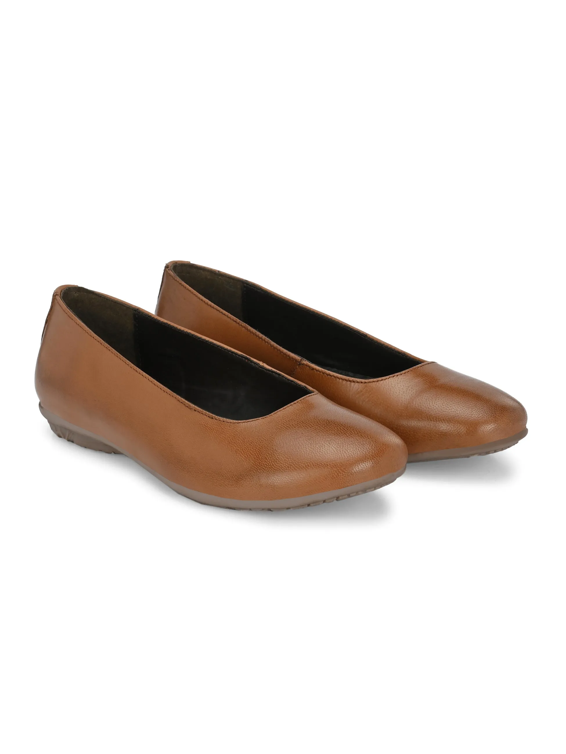 CARLO ROMANO  LEATHER TAN COLOR SLIP-ON BELLLY FOR WOMEN
