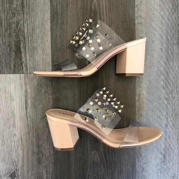 Carvela Ghoul Clear Studded Block Heel Dress Mules size 37