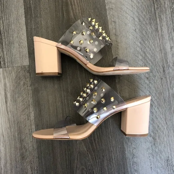 Carvela Ghoul Clear Studded Block Heel Dress Mules size 37