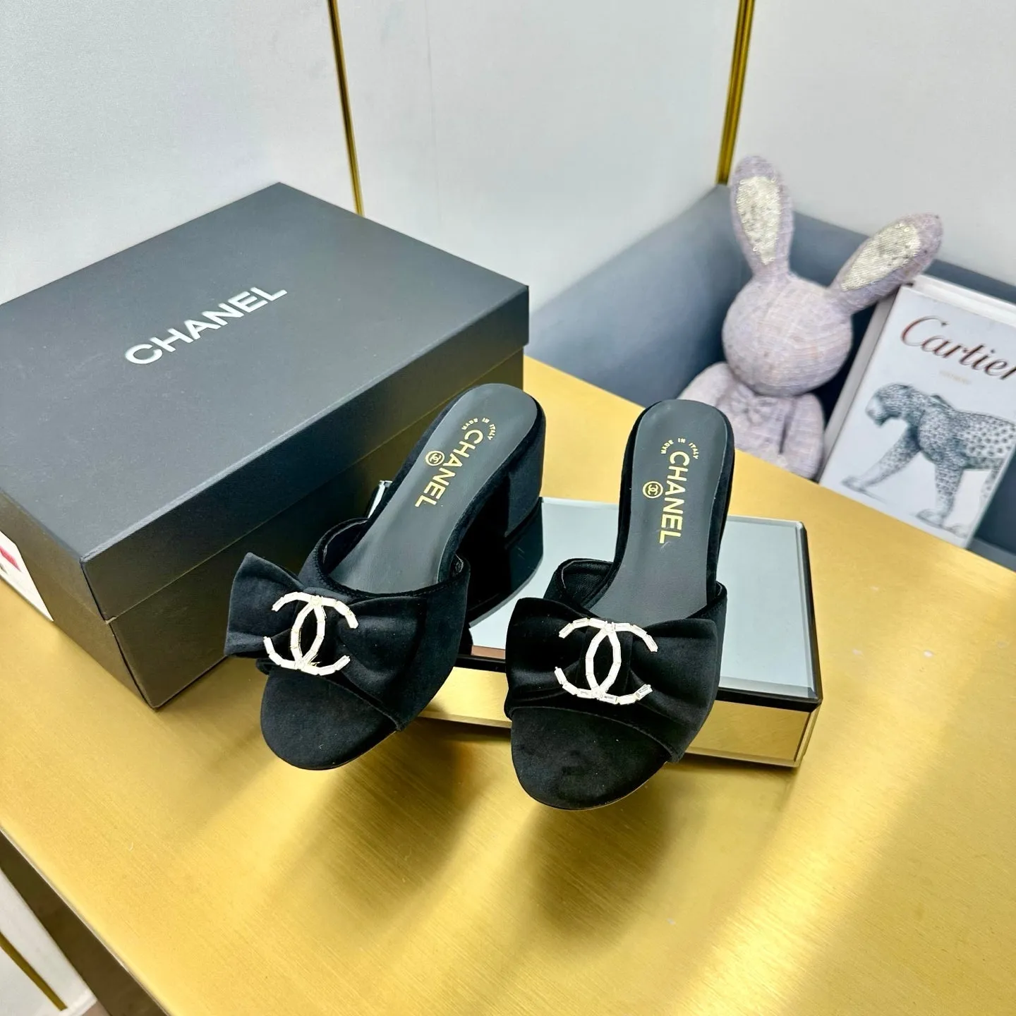 CC 25 Mid Heel Mules Black Velvet 238476