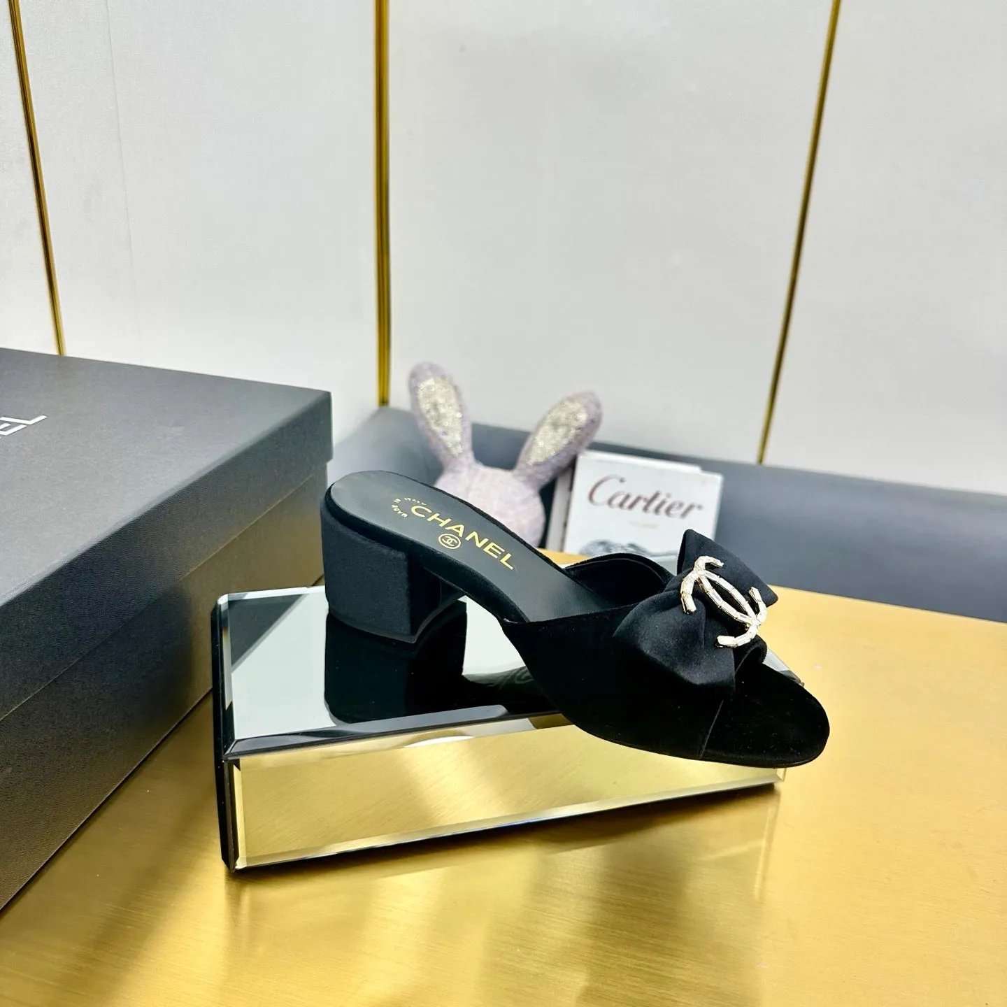 CC 25 Mid Heel Mules Black Velvet 238476