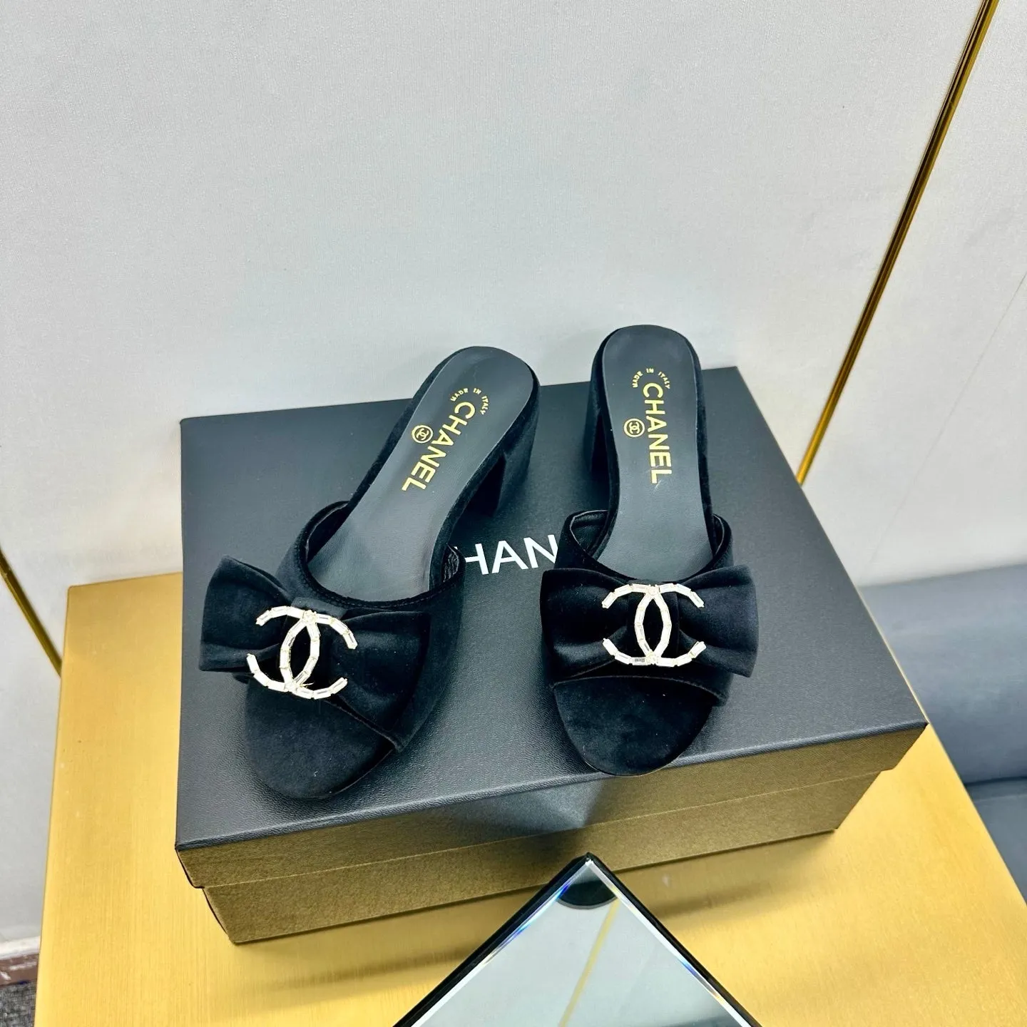 CC 25 Mid Heel Mules Black Velvet 238476
