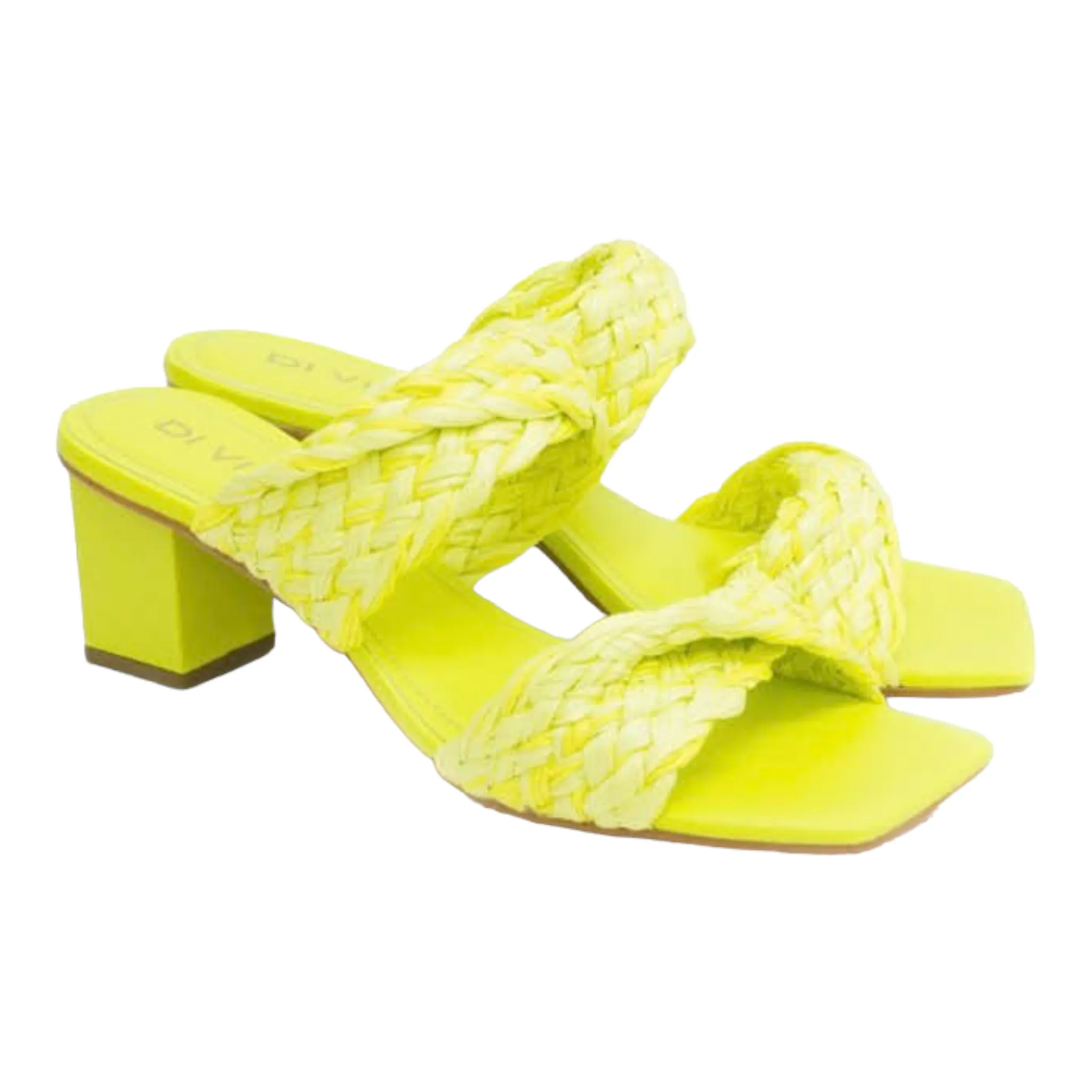 Cecille Lime Green Slip On Heeled Mules