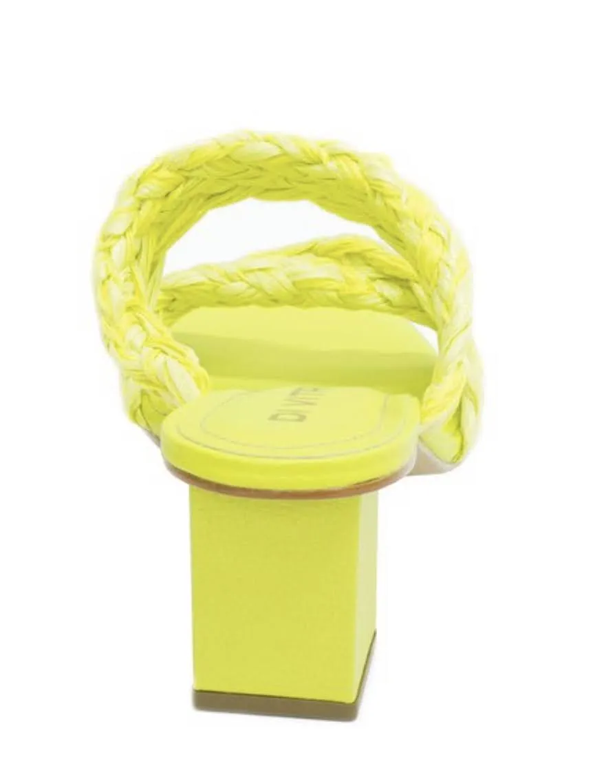 Cecille Lime Green Slip On Heeled Mules