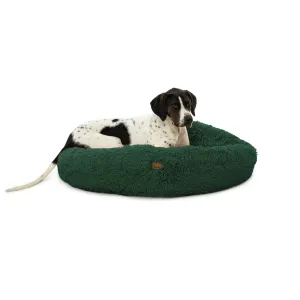 Charlie's Shaggy Faux Fur Round Calming Dog Bed Eden Green Small