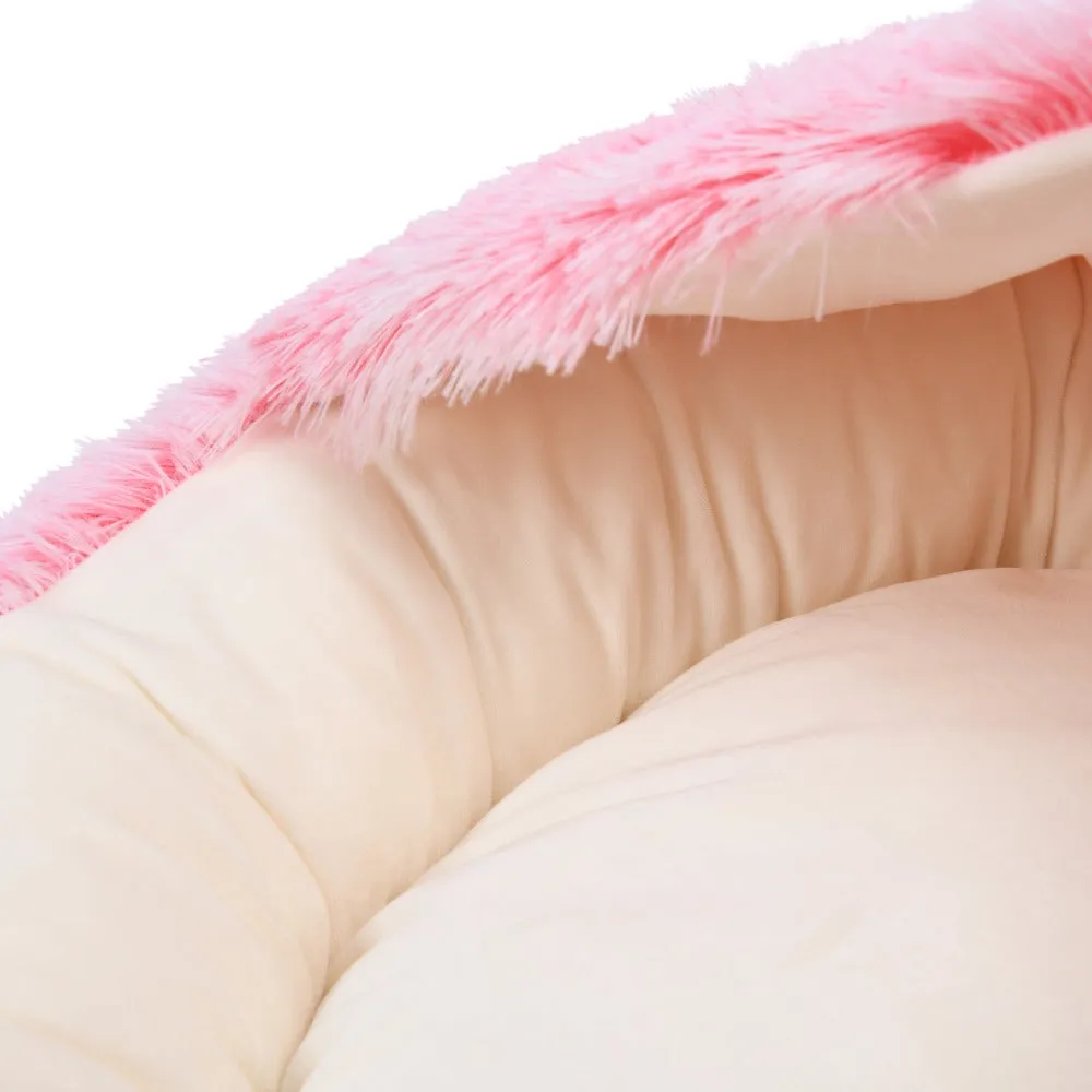 Charlie's Snoodie Hooded Calming Dog Bed Ombre Pink Large