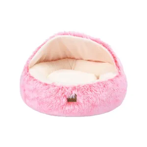 Charlie's Snoodie Hooded Calming Dog Bed Ombre Pink Large