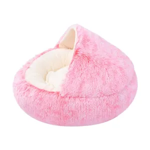 Charlie's Snoodie Hooded Calming Dog Bed Ombre Pink Medium