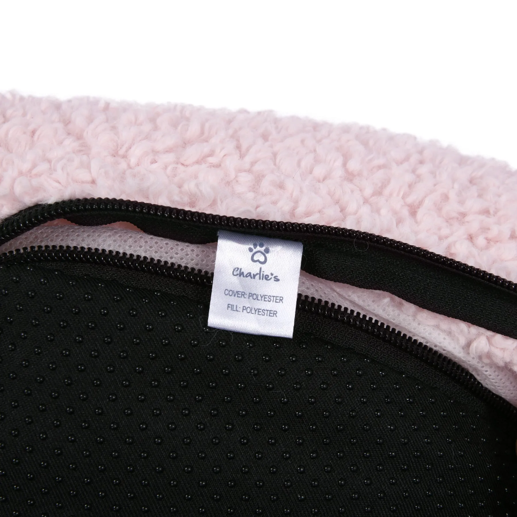 Charlie's Teddy Fleece Round Calming Dog Bed Pink Large