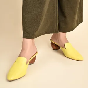 Cobble Yellow Mule Heels For Women