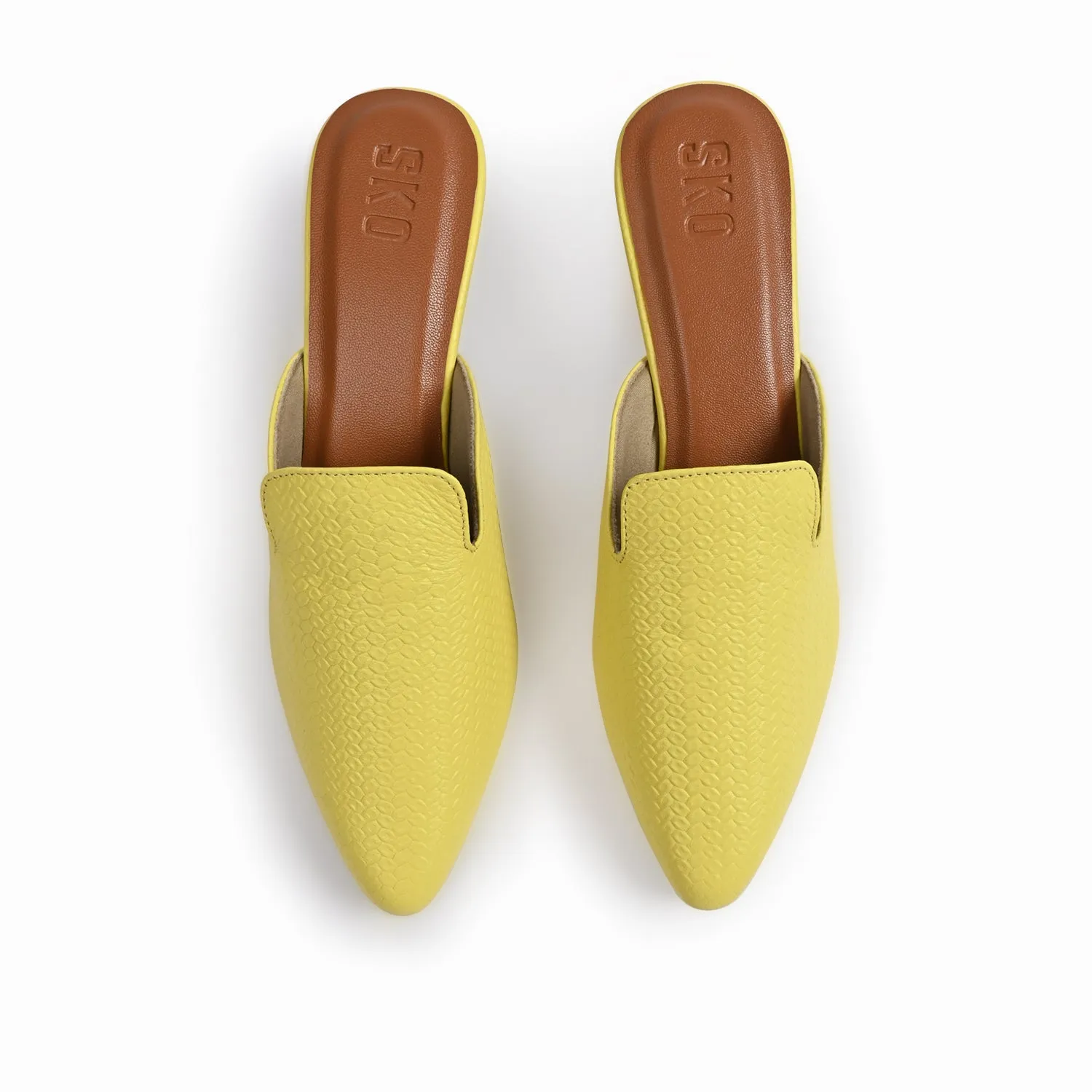 Cobble Yellow Mule Heels For Women