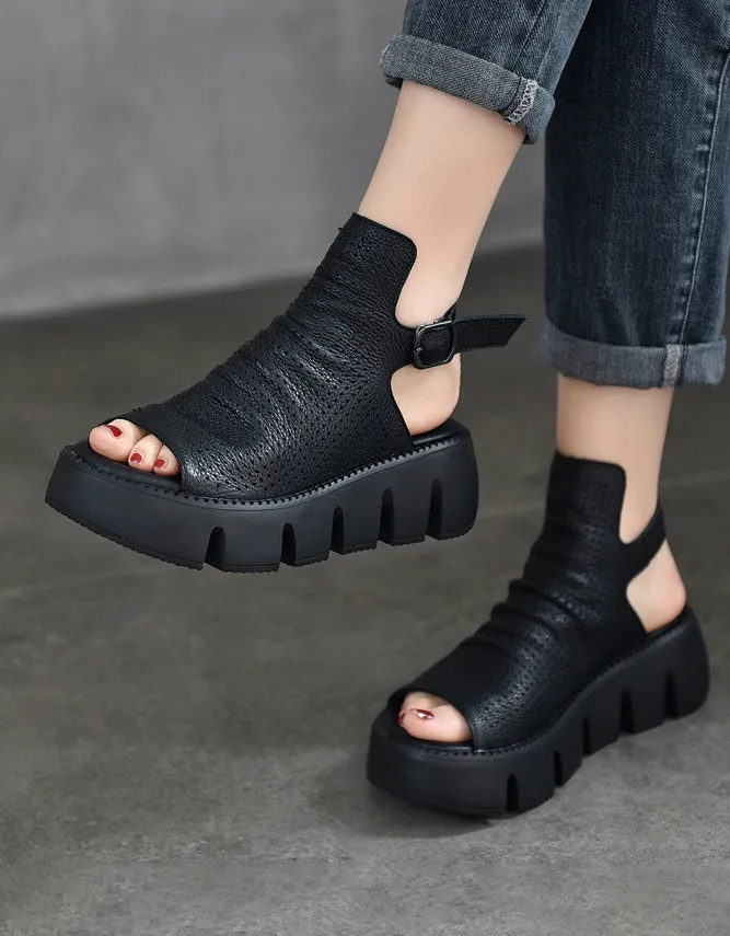 Comfortable Open Toe Retro Platform Sandals Slingback